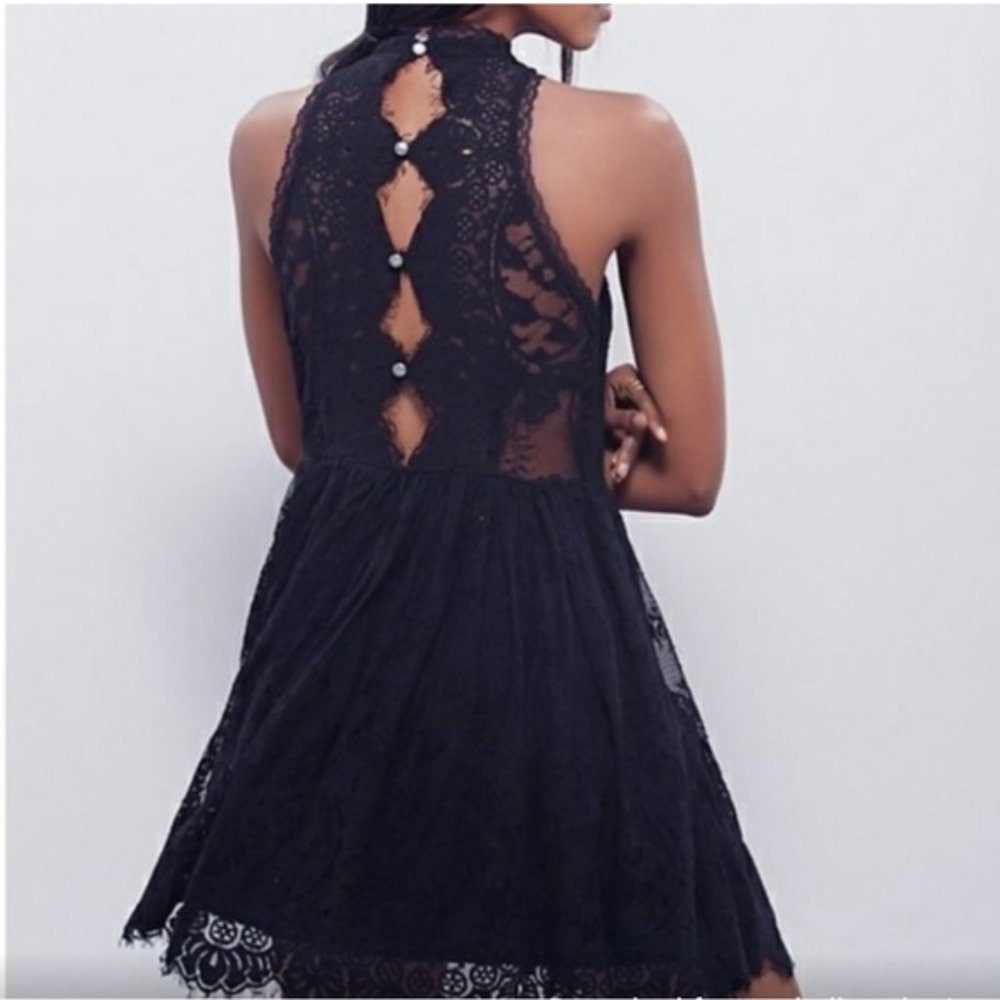 Black Verushka Lace Free People Dress Sz 6